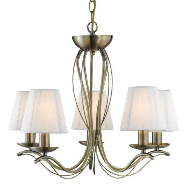Searchlight 9825-5AB Andretti Antique Brass 5 Light Pendant Ceiling Light