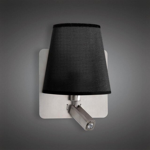 Mantra M5231 Bahia 2 Light Wall Light In Satin Nickel With Black Shade