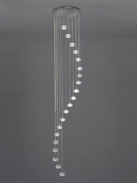 F2343/20 Lizzy 20 Light Ceiling Pendant In Chrome With Clear Modern Effect Glass Shades