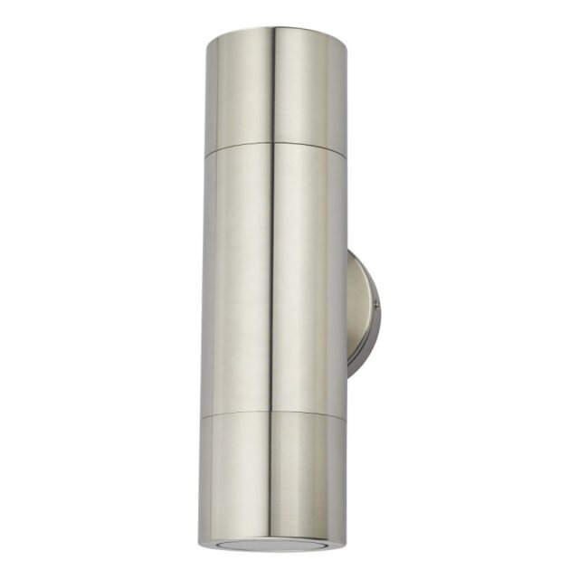 Dar ORT3268 Ortega 2 Light Outdoor Up And Down Wall Light In Aluminium