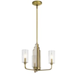 Quintiesse QN-KIMROSE3-BNB Kimrose 3 Light Ceiling Chandelier In Brushed Natural Brass
