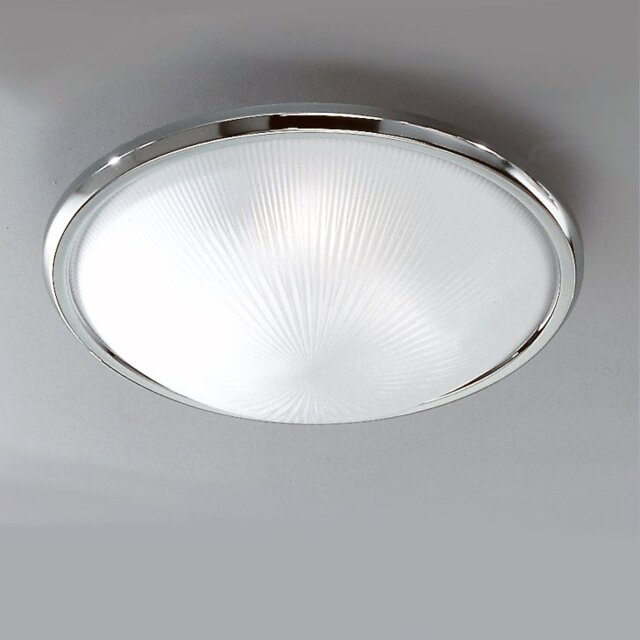 Franklite CF5017 Glass Flush Ceiling Light Finished in Chrome