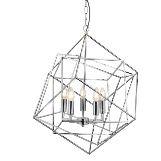 Searchlight 7865-5CC Cube Five Light Ceiling Pendant Light In Chrome