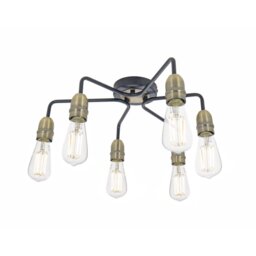 Dar Wisebuys Kiefer 6 Light Flush Ceiling Light In Black And Antique Brass Finish