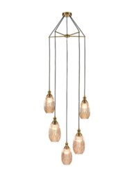 Franklite Marcella 5 Light Cluster Ceiling Light In Amber Glass Finish 56cm FL2425-5/352