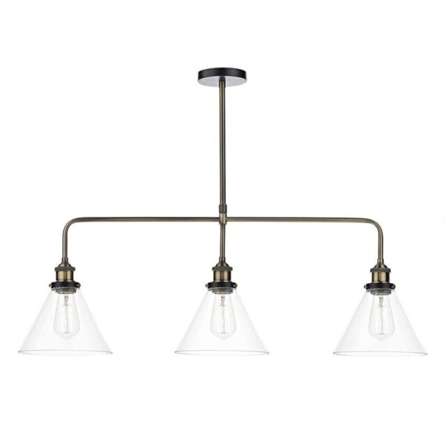 Dar RAY0375 3 light Clear Glass Bar Pendant Light