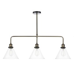 Dar RAY0375 3 light Clear Glass Bar Pendant Light