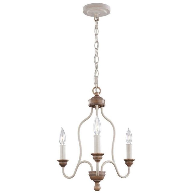 FE/HARTSVILLE3 3 Light Chandelier Ceiling Light In Chalk Washed/Beachwood