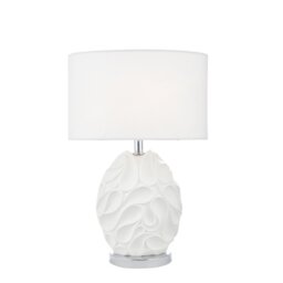 Dar Lighting Zachary Oval Resin Table Lamp In White With Linen Shade