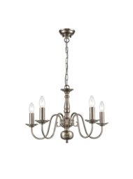 Franklite Holandesa 5 Way Flemish Ceiling Light In Pewter Finish