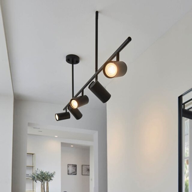 Endon 98458 Rez 5 Light Ceiling Bar Spotlight In Matt Black Finish