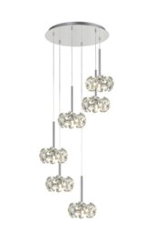 Prestige Fusion 6 Light Crystal Round Ceiling Pendant Light In Polished Chrome Finish