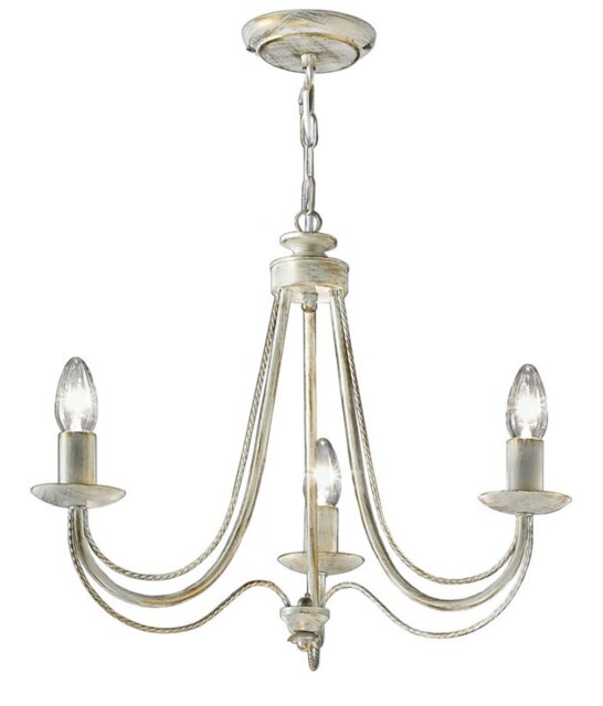 Franklite Philly 3 Light Ceiling Chandelier In Cream With Gold Highlights FL2172/3