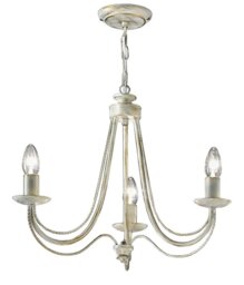 Franklite Philly 3 Light Ceiling Chandelier In Cream With Gold Highlights FL2172/3