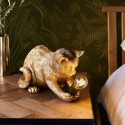 Endon 107389 Kitten Table Lamp In Vintage Gold And Matt Black Finish