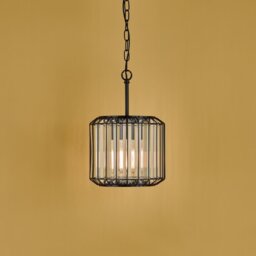 Dar Lighting Naeva Clear Glass Ceiling Pendant Light In Satin Black Finish NAE0122