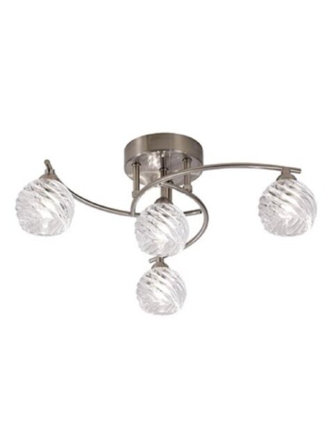 F2357/4 4 Light Semi Flush Ceiling Light In Satin Nickel With Clear Glass Shades