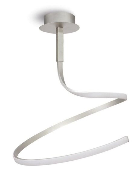 M4982 Nur LED Single Spiral Semi Flush Ceiling Light In Silver And Chrome