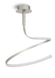 M4982 Nur LED Single Spiral Semi Flush Ceiling Light In Silver And Chrome