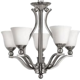 HK/BOLLA5 5 Light Brushed Nickel & Opal Glass Chandelier