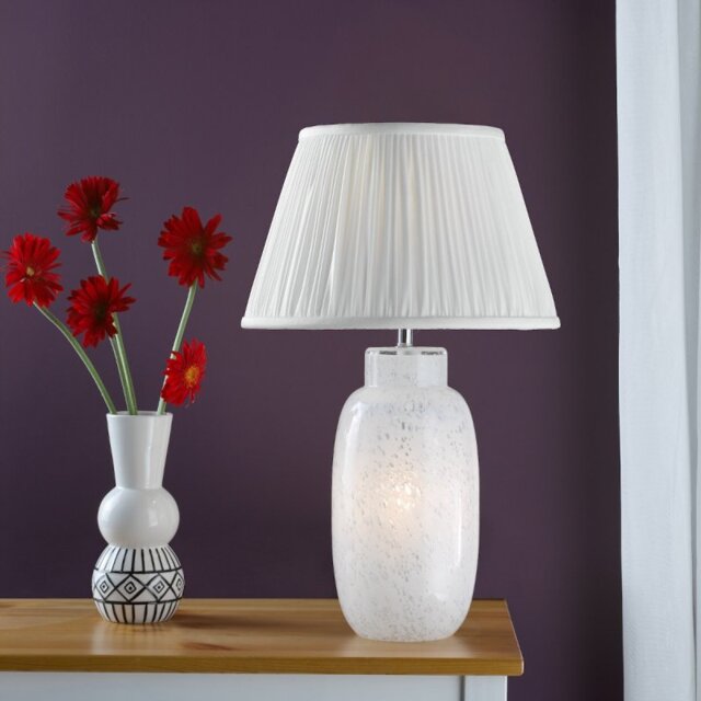 Dar Lighting Ileana White Art Glass Table Lamp Base Only