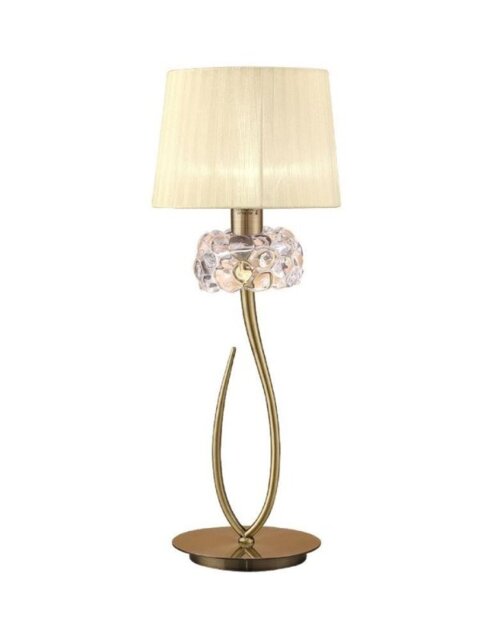 Mantra M4636AB Loewe 1 Light Large Table Lamp With Shade In Antique Brass - H: 650mm