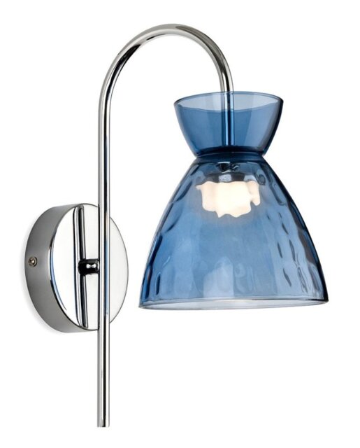 Firstlight 6843CHBL Royale LED Wall Light In Chrome With Blue Dimpled Glass