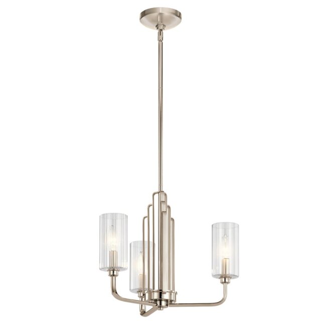 Quintiesse QN-KIMROSE3-PN Kimrose 3 Light Ceiling Chandelier In Polished Nickel Finish