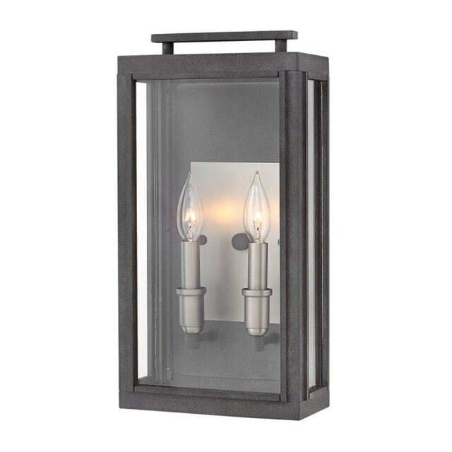 Quintiesse QN-SUTCLIFFE-M-AZ Sutcliffe Outdoor 2 Light Wall Lantern In Aged Zinc And Antique Nickel IP44