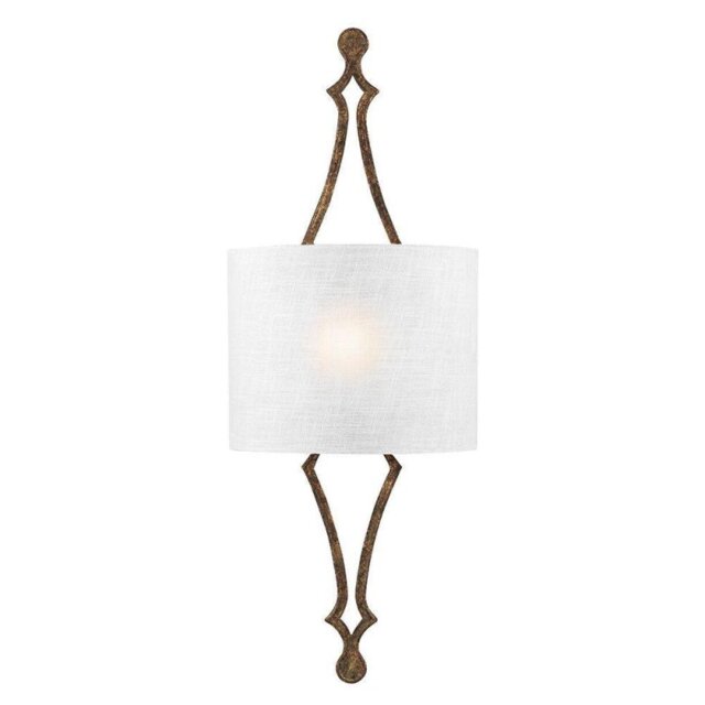 FE/TILLING1DSGL Tilling 1 Light Wall Light In Distressed Gold Leaf And White Shade