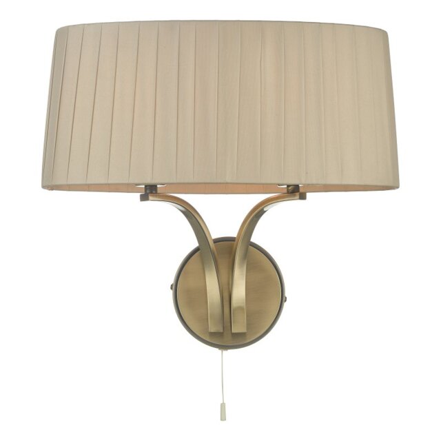 Dar CRI0929 Cristin 2 Light Wall Light In Antique Bronze With Taupe Shade