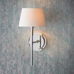 Endon 103358 Rennes Wall Light In Bright Nickel With Ivory Linen Shade