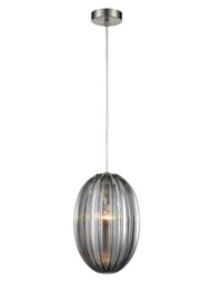 Franklite PCH226 Almond 1 Light Large Oval Ceiling Pendant Light In Smoked Finish