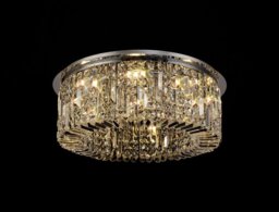 Baden 65 cm Round Flush Chandelier In Polished Chrome Finish With Crystal Glass