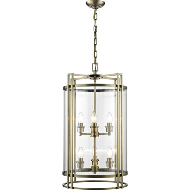 Diyas IL31094 Eaton 6 Light Ceiling Pendant Light in Antique Brass