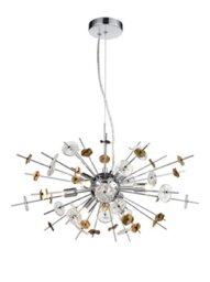Franklite FL2391-8 Ceiling Pendant In Chrome With Glass And Metal Discs
