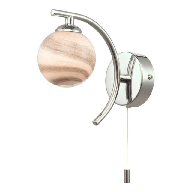 Dar Lighting ATI0750-07 Atiya Wall Light In Polished Chrome With Planet Style Glass