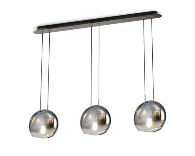 Mantra M6189 Lens 3 Light Linear Ceiling Light In Polished Chrome With Glass And Graphite