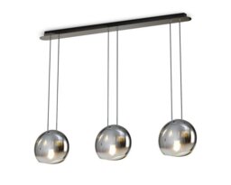Mantra M6189 Lens 3 Light Linear Ceiling Light In Polished Chrome With Glass And Graphite