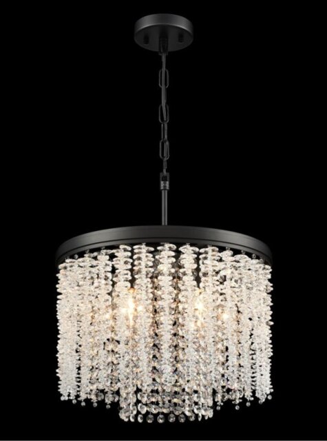 Franklite Coral 6 Light Crystal Ceiling Pendant Light In Matt Black Finish FL2502-6