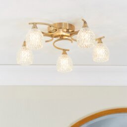 Endon BOYER-5AB 5 Light Antique Brass Semi Flush Ceiling Light