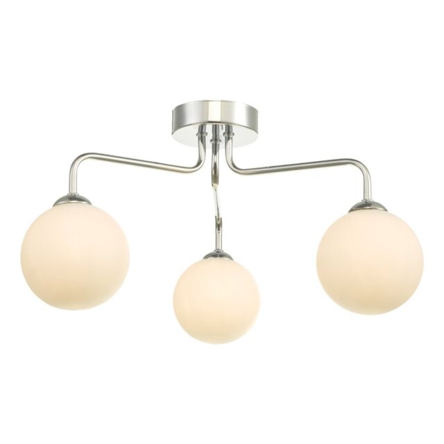 Dar Lighting FEY0350-02 Feya 3 Light Semi Flush Ceiling Light in Polished Chrome With Opal Glass