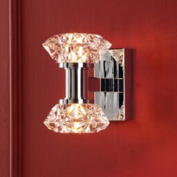Dar Lighting Tiana 2 Light Wall Light In Polished Chrome With Crystal Effect Shades