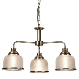 Searchlight 1683-3AB Bistro II Three Light MultiArm Ceiling Light, Antique Brass With Glass Shades
