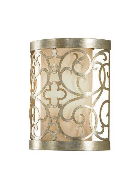 FE/ARABESQUE1 1 Light Silver Leaf Patina Wall Sconce