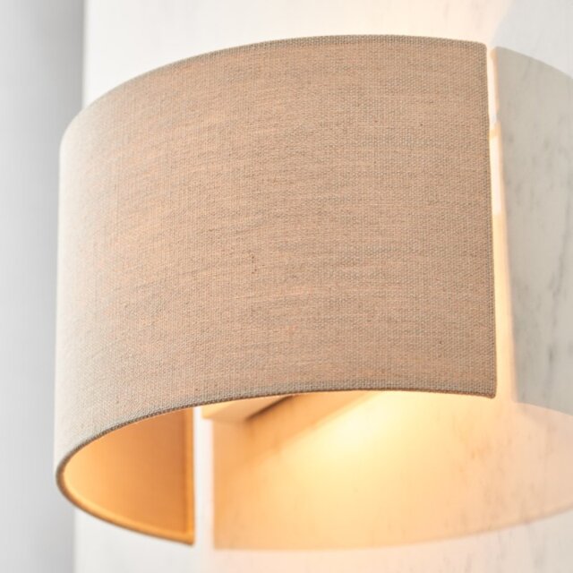 Endon 70335 Obi 1 Light Semi Circular Wall Light In Natural Linen