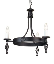 Elstead Belfry BY3 3 Light Ceiling Pendant In Black Wrought Iron