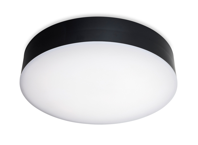 Firstlight 3842BK Glaze LED Resin Outdoor Flush Ceiling Light In Black With White Diffuser IP65