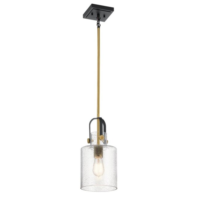 Quintiesse QN-KITNER-P-NBR Kitner Single Ceiling Pendant Light In Natural Brass And Black Finish