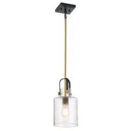 Quintiesse QN-KITNER-P-NBR Kitner Single Ceiling Pendant Light In Natural Brass And Black Finish